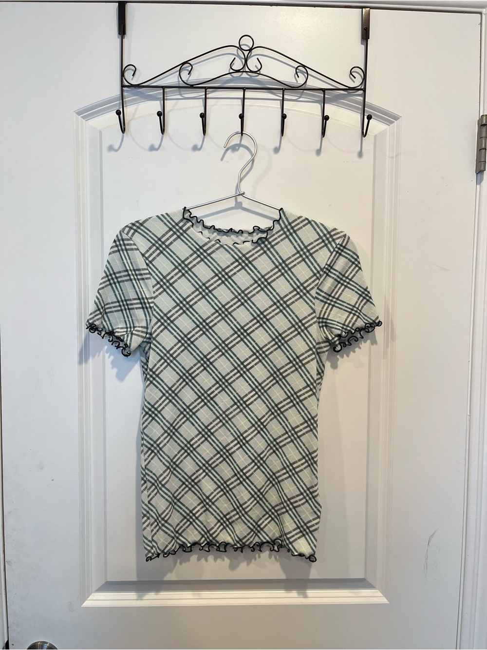 Burberry Light Green/White Check top